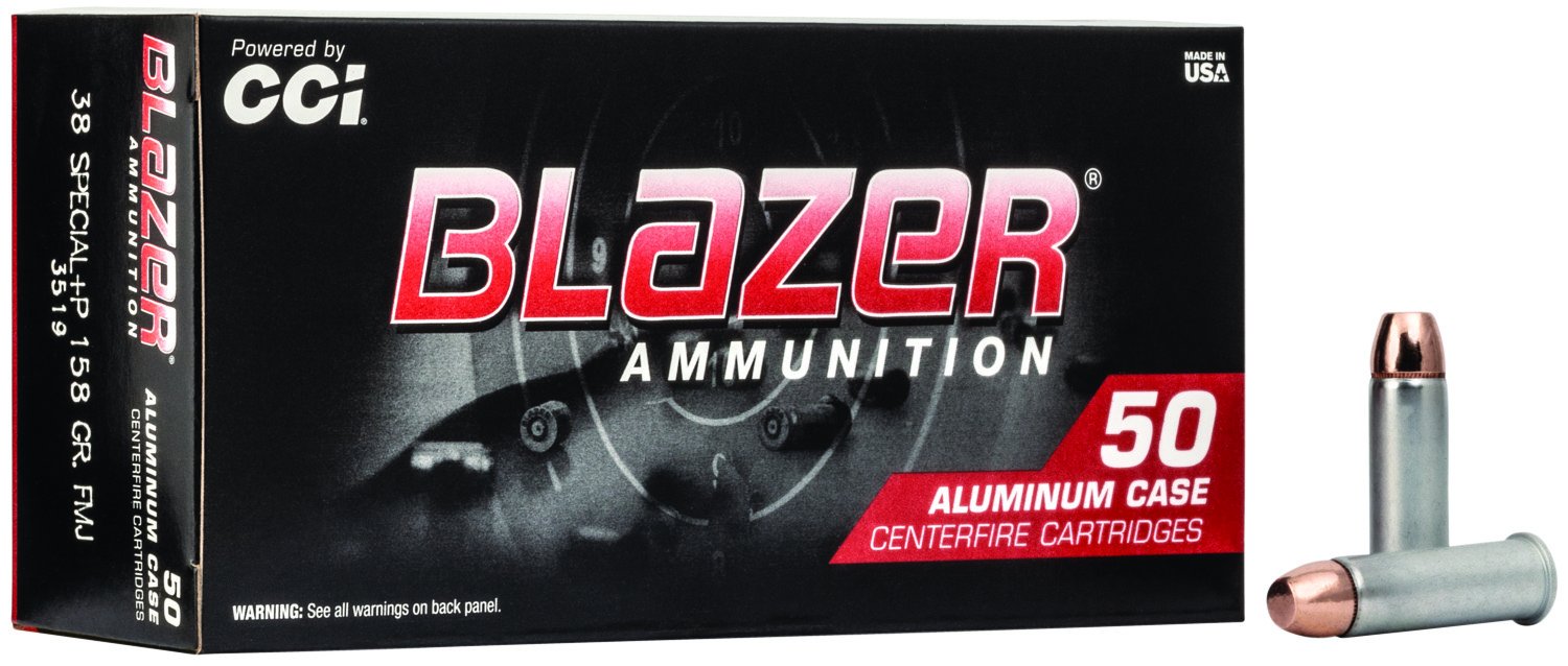CCI 3519 Blazer 38 Special +P 158gr TMJ Ammo 50 Rounds