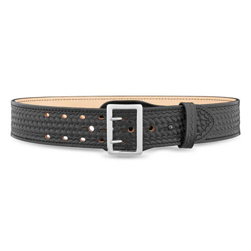 Buy 2-1/4"" Basketweave Leather Sam Brown 2 Row Stitch Duty Belt with Nickel Buckle online