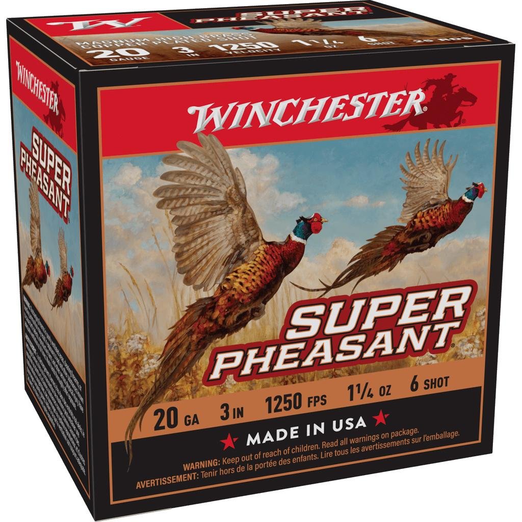 Winchester Ammo X203PH6 Super Pheasant Magnum High Brass 20 Gauge 3" 1 1/4 oz 1250 fps 6 Shot 25 Bx/10 Cs - Winchester - 20 Gauge