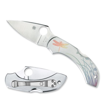 Spyderco Dragonfly Tattoo Stainless Steel Plainedge knive C28PT - Spyderco