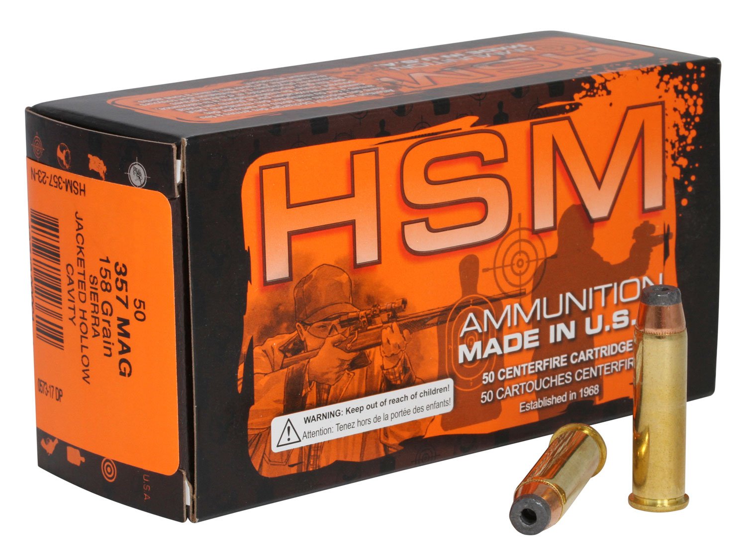 HSM 35723N Pro Pistol .357 Mag 158gr JHC Ammo 50 Rounds - HSM Ammunition - JACKETED HOLLOW CAVITY
