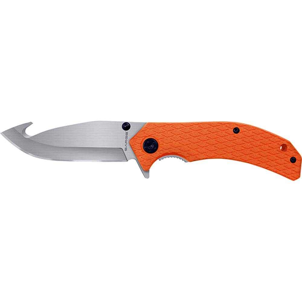 Sarge Knives Mojo Adrenaline Folding Knife 3-1/2 Gut Hook Blade Orange