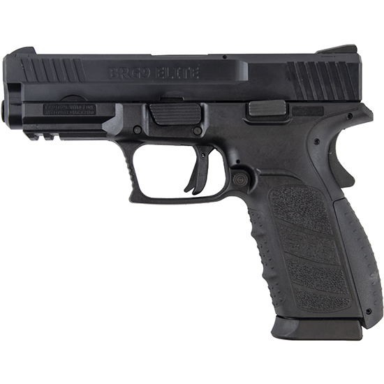 BRG9 Elite 9mm Semi-Automatic Pistol, 4" Barrel, 16+1 Capacity, Interchangeable Backstraps, High-Visibility Dovetail Sights, Black Polymer Frame, Includes 2 Magazines, Cleaning Kit