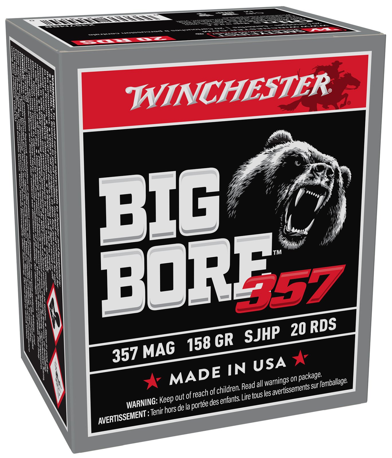 Winchester Ammo X357MBB Big Bore 357 Mag 158 gr Semi-Jacketed Hollow Point (SJHP) 20 Per Box/ 10 Cs - Winchester - SEMI JACKETED HOLLOW POINT