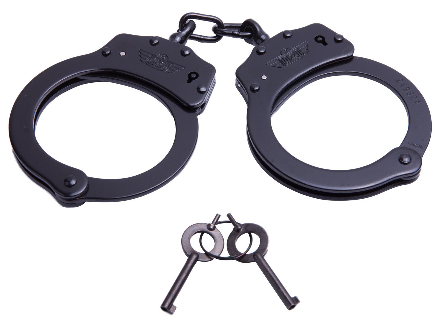 Uzi UZIHCCB Handcuffs Black Stainless Steel Double-Locking 20 Positions - Camp Chef - DOUBLE-LOCKING