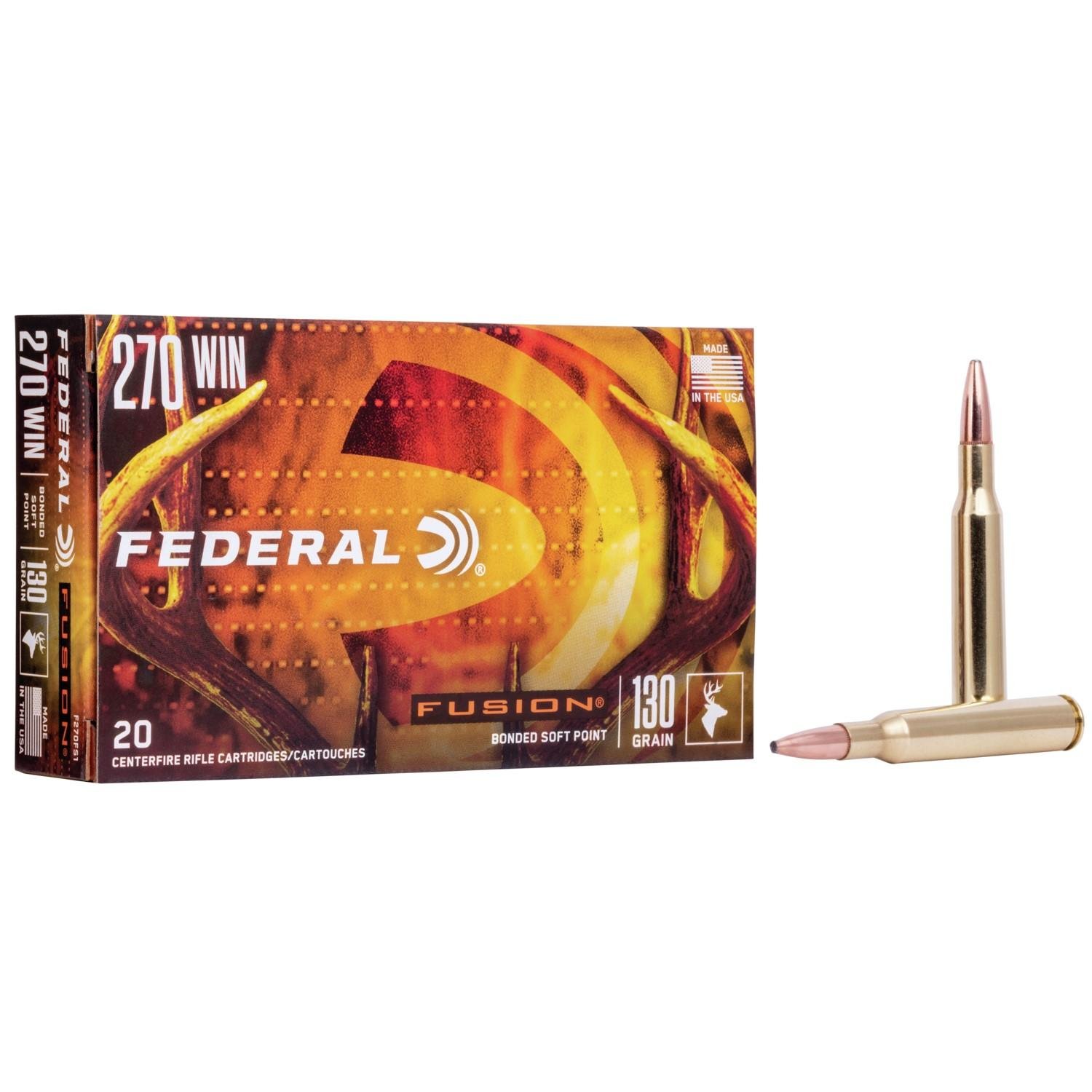 Federal F270FS1 270 Win 130 Grain Bonded Soft Point Ammo 20 Rounds - Federal Premium Ammunition - BONDED SOFT POINT