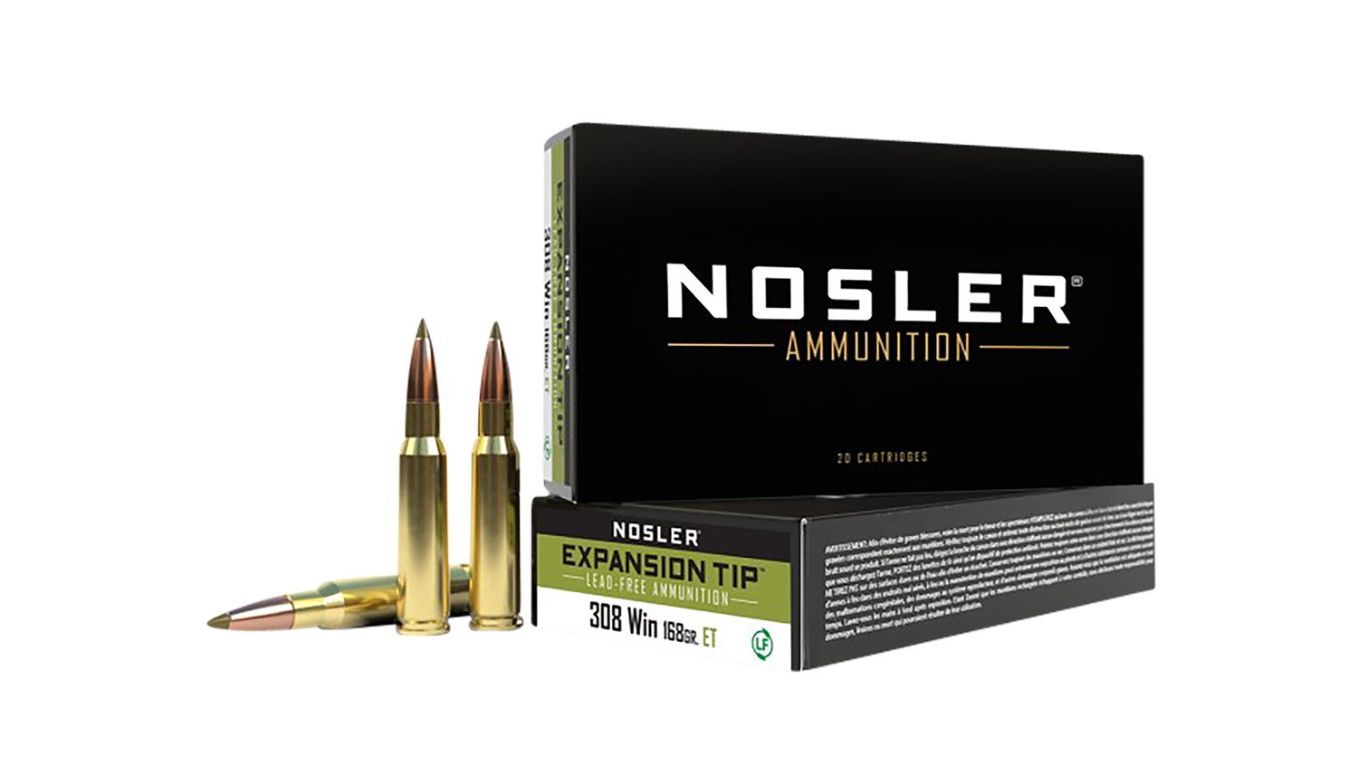 Nosler 40035 E-Tip .308 Win 168 gr Lead-Free 20 rd Rifle Ammunition - Nosler - E-TIP LEAD-FREE