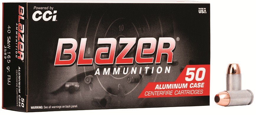 CCI 3589 Blazer Handgun 40 S&W 165 gr Total Metal Jacket (TMJ) 50 Per Box/ 20 Cs - CCI - TOTAL METAL JACKET