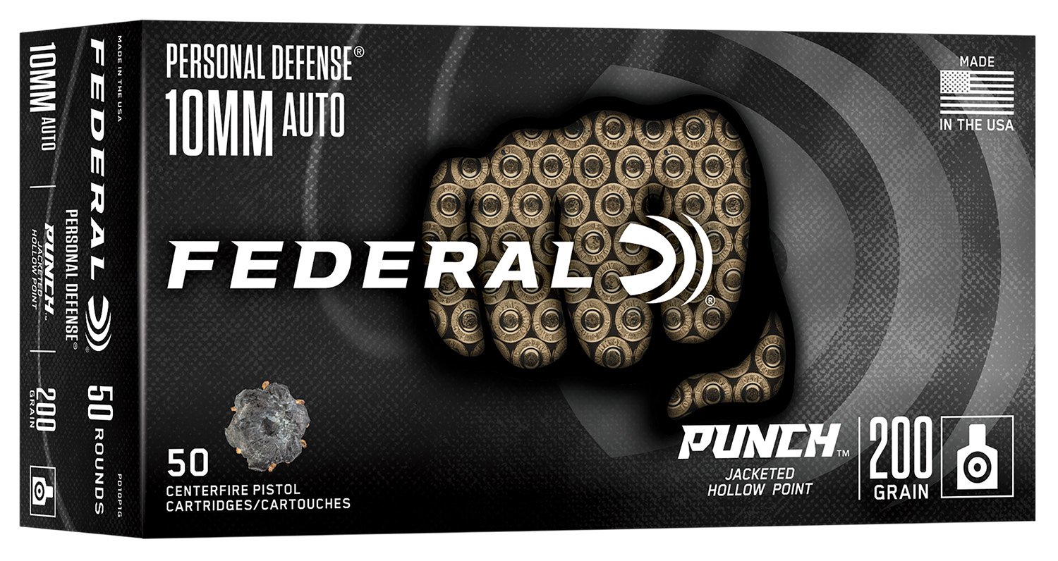 Federal PD10P1G Punch 10mmAuto 200gr Jacketed Hollow Point 50 Per Box/10 - Federal Premium Ammunition - JACKETED HOLLOW POINT