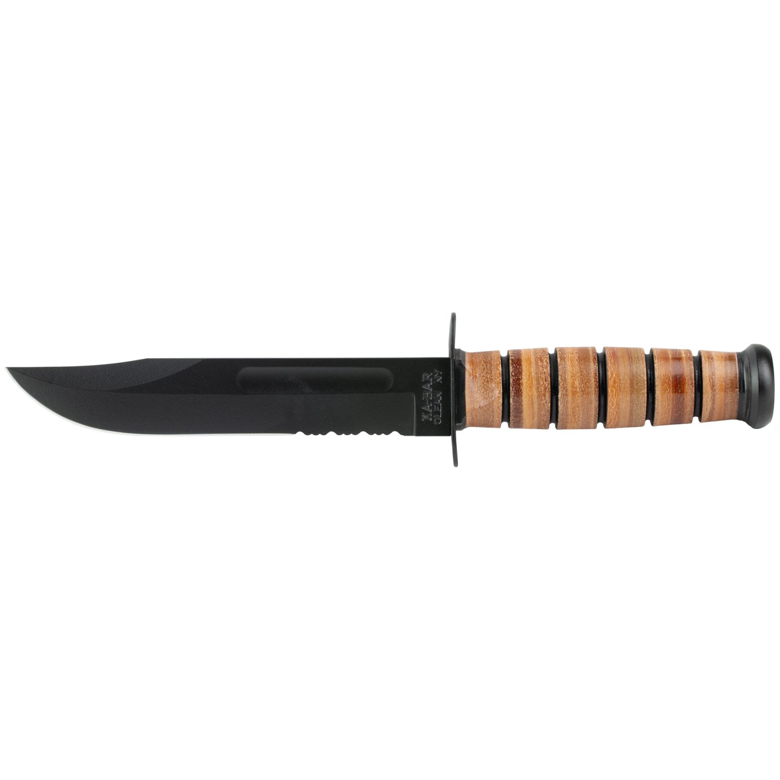 KA-BAR 1219CP Army Knife, 7" Blade, 1095 Cro-Van, Leather Handle & Sheath