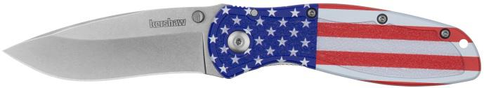 KERSHAW BLUR KNIFE PLAIN EDGE ASSISTED OPEN-USA FLAG (USA MADE) *BOX*(NEW 2026)