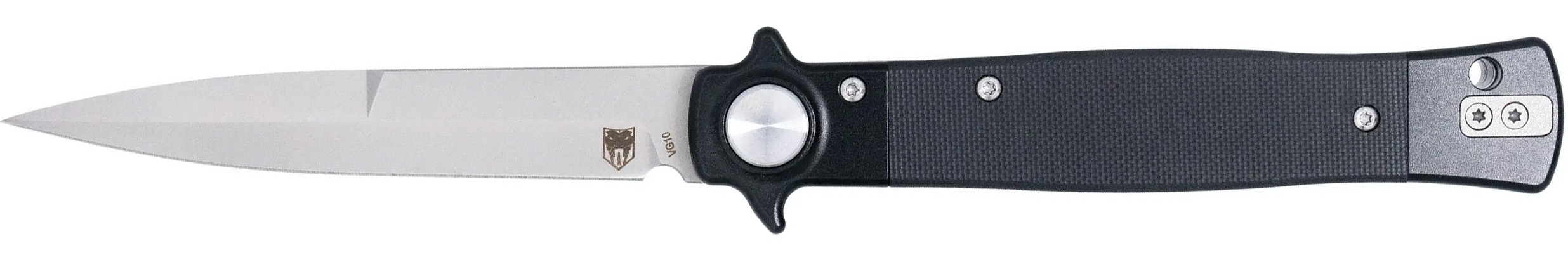CobraTec Stiletto Button Lock G10 Knife Folding Blade Black/Satin - CobraTec Knives