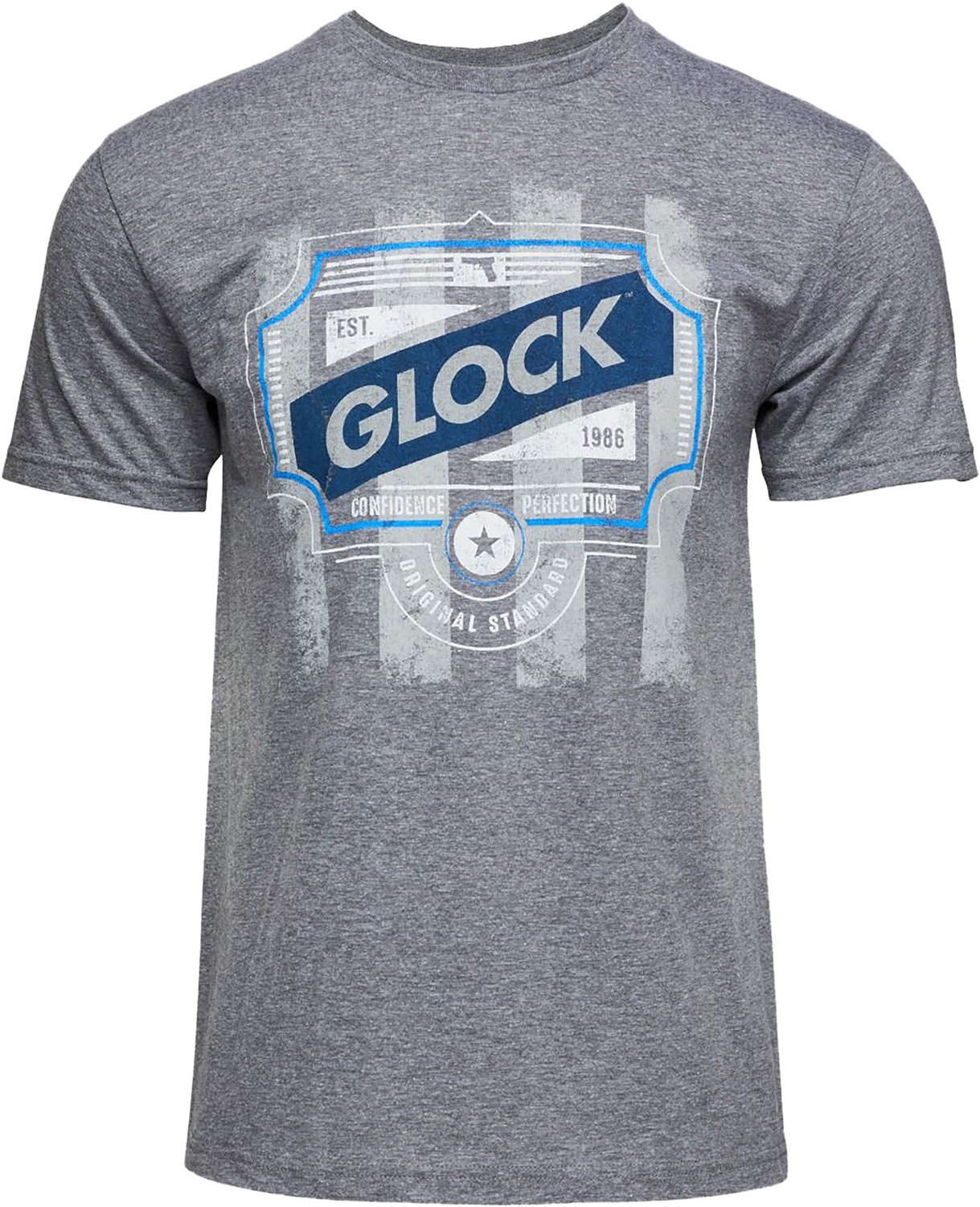 Buy Glock Blue Line Tee Gray Ringspun Cotton/Polyester Medium online