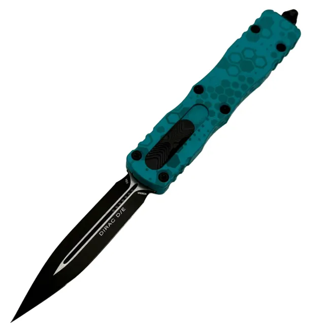Microtech Dirac OTF 2.92 In D/E Cyan Hex Camo ALU Handle