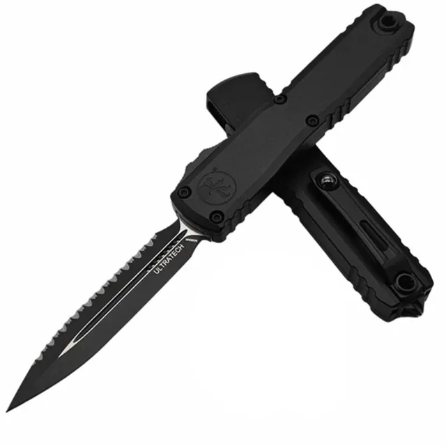 Microtech 1122-3T Ultratech G3 ZBP 3.55 In DE/FS Black Full Serrate