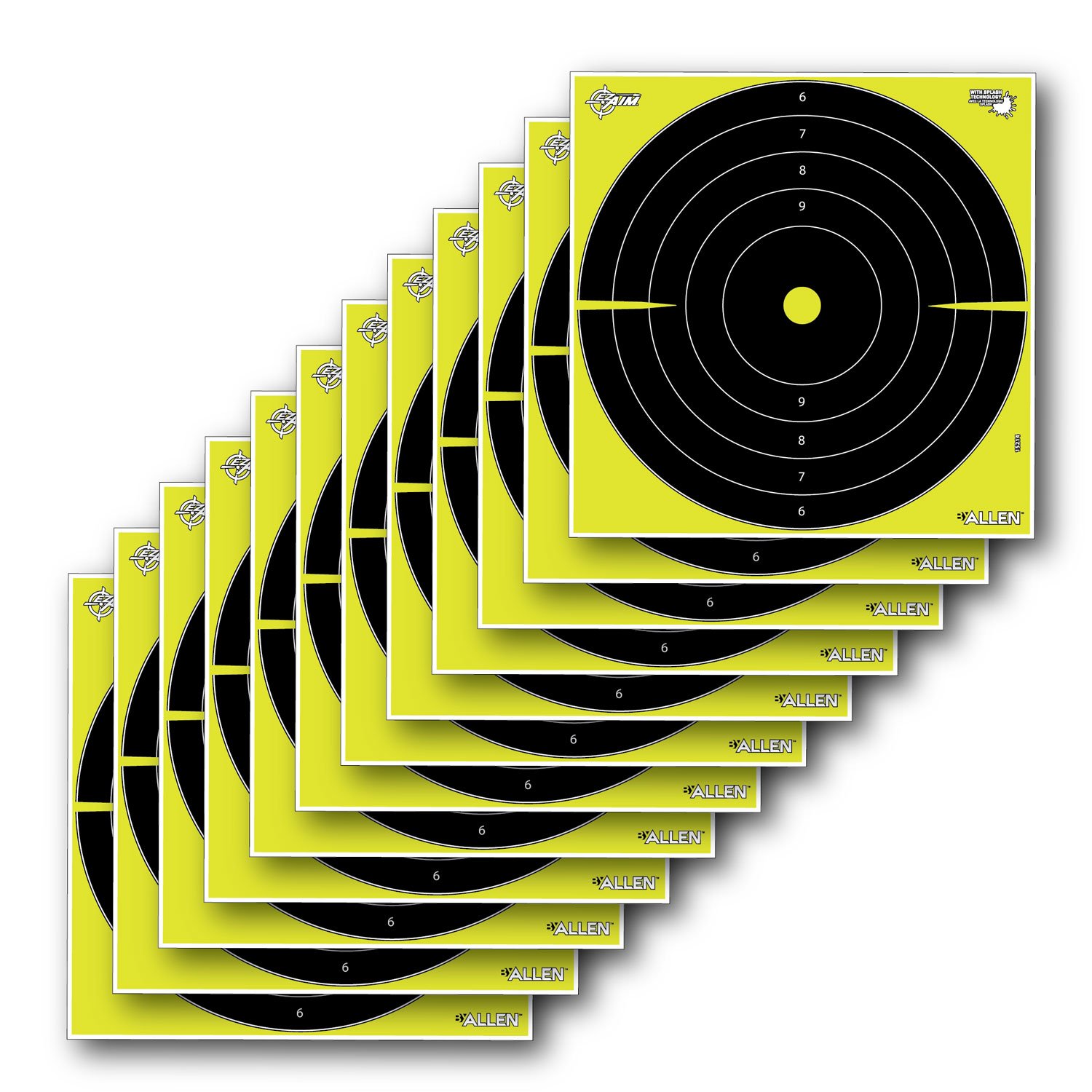 Allen EZ Aim 15214 Splash Bull's-Eye Target 12"x12" 12 Pack Yellow/Black - Allen Company