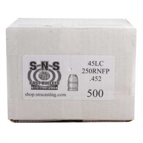 Sns Cast Bullets Round Nose Flat Point 45 Cal (.452") 250GR Rnfp 500/Box