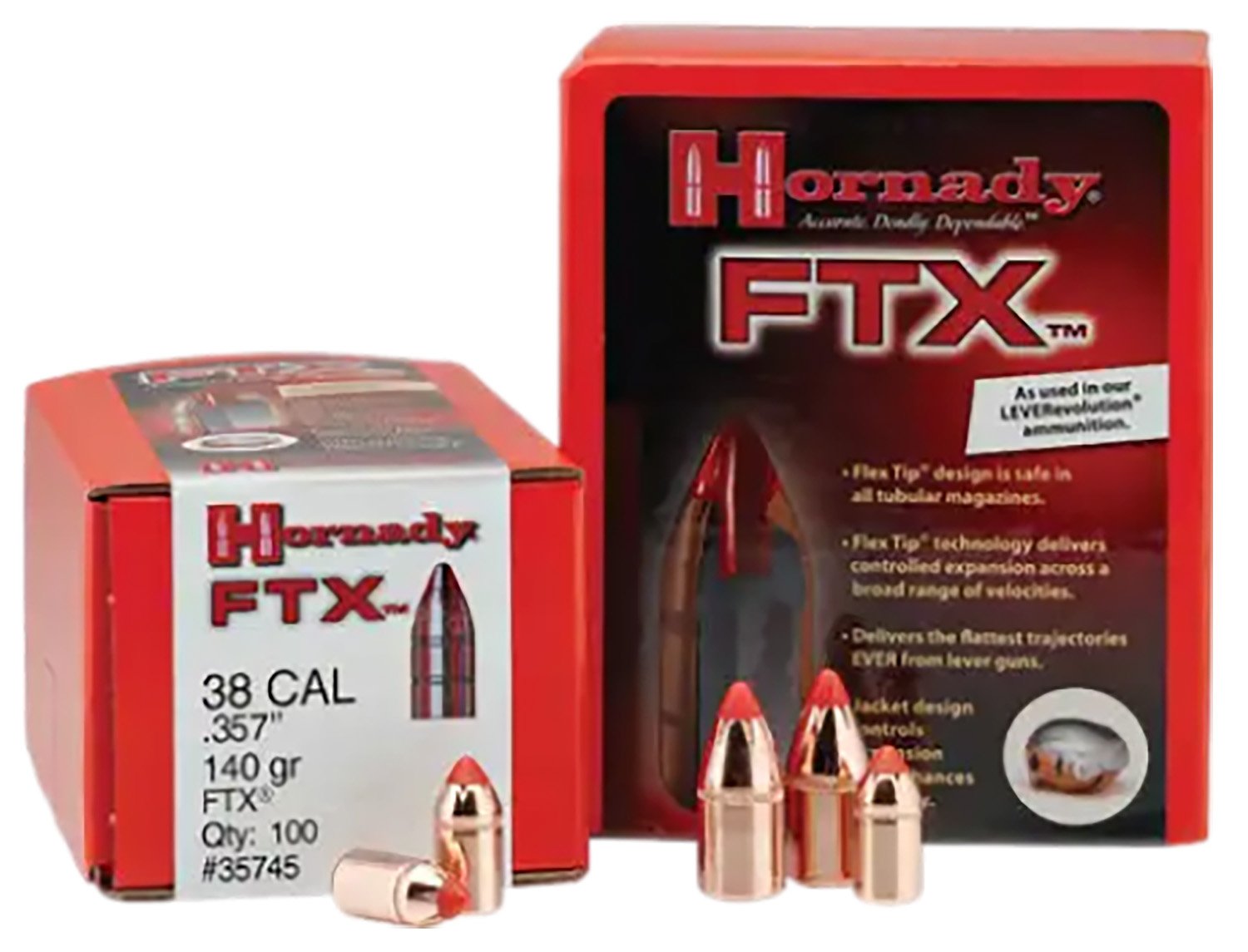 Hornady 44105 FTX Hunting 44 Cal .430 225 gr Flex Tip eXpanding (FTX) - Hornady Manufacturing Company - 44 Caliber