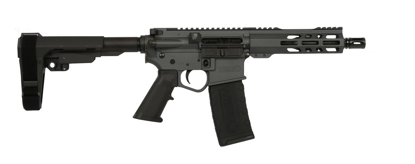 Wise Arms 7.5-556-SBA3-SG WA-15B 223 Rem | 5.56 NATO 7.5" Sniper Grey Cerakote Semi-Auto Pistol - Wise Foods, Inc. - 223 Rem | 5.56 NATO