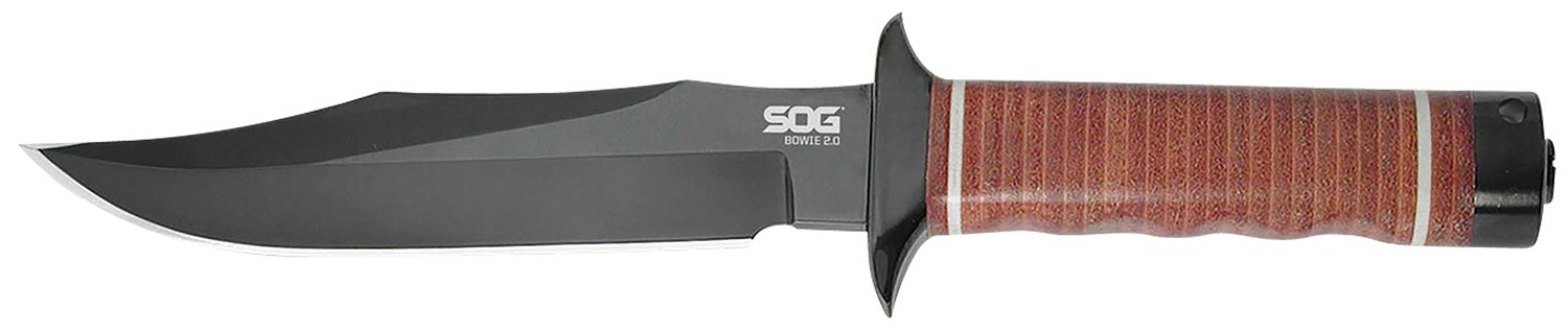 SOG Bowie 2.0 S1TL Knife - 6.4" AUS8 SS Blade, TiNi Finish, Leather Handle
