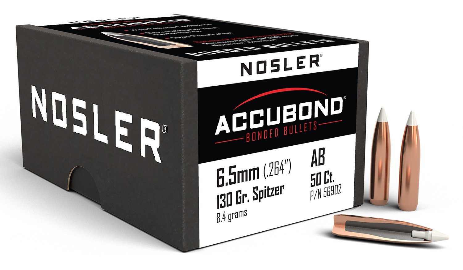 Nosler AccuBond 6.5 Creedmoor 130 Grain Spitzer Point 50 Count - Nosler - 264 Caliber