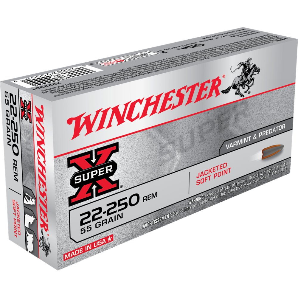 Winchester Super-X 22-250 Remington 55gr JSP 20 Rounds Box - Winchester - JACKETED SOFT POINT