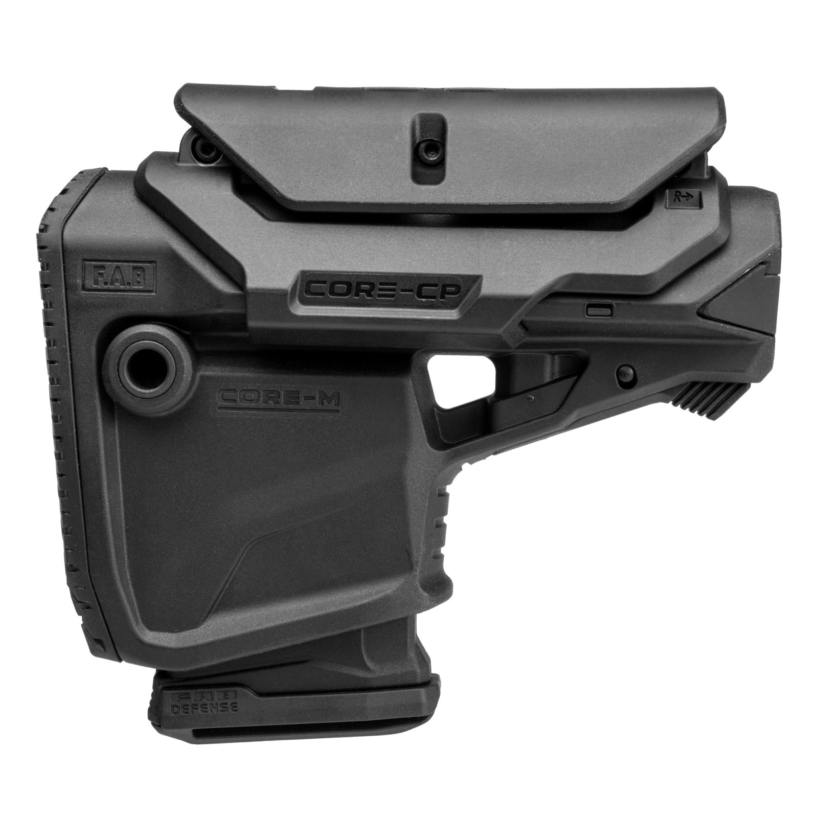 FAB Defense FXGLCOREMAGCPB AR-15 Stock w/Mag Carrier & Cheek Riser Black