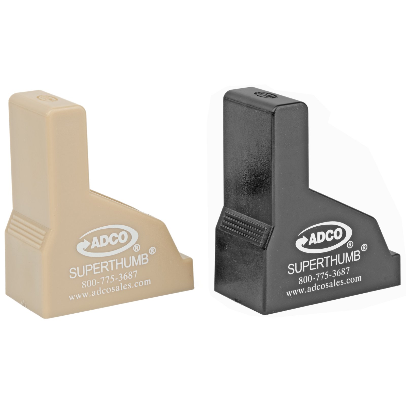 ADCO Super Thumb Loader Pair 9mm-40SW in Black and Tan