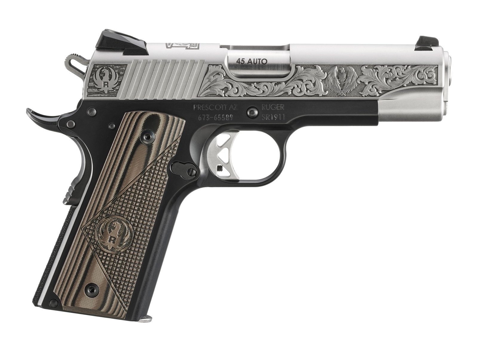 Ruger 16703 SR1911 Comm 45ACP SS Slide Black Anodized Grip 7rd Mags - Ruger - 45 ACP