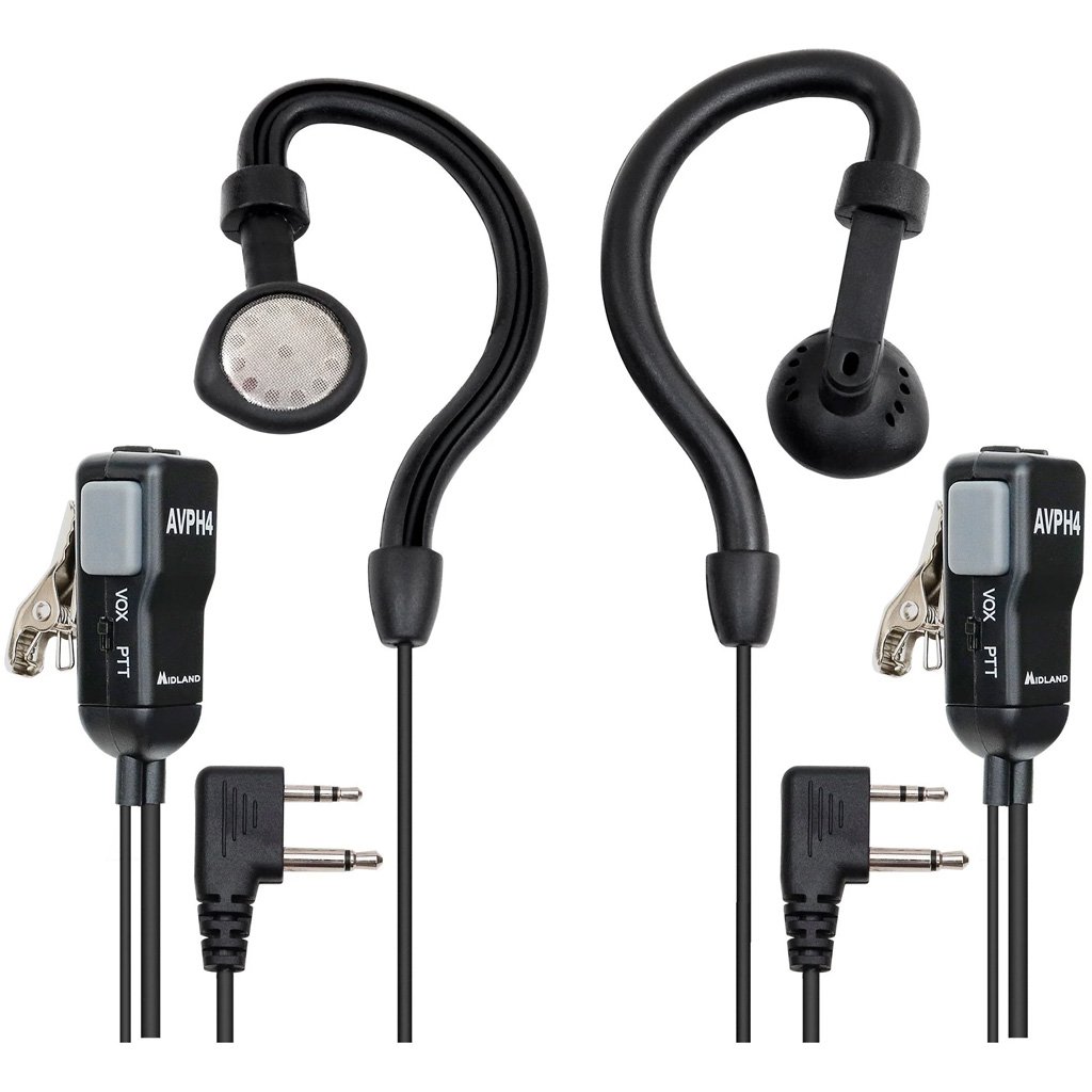 Midland AVPH4 Right-Ear Headset, Push-to-Talk, VOX, GMRS/FRS Radios