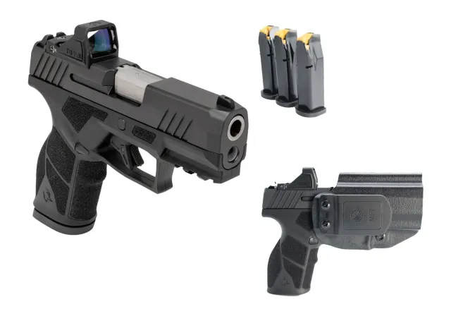 Taurus 1-GX2P931-CK8 GX2 T.O.R.O Carry Kit Compact 9mm Luger 13+1 3.38" Stainless Barrel, Matte Black Alloy Steel Serrated w/Optic Slide, Black Polymer Frame w/Picatinny Rail, Black Textured Grip, Vir - Taurus - 9mm Luger