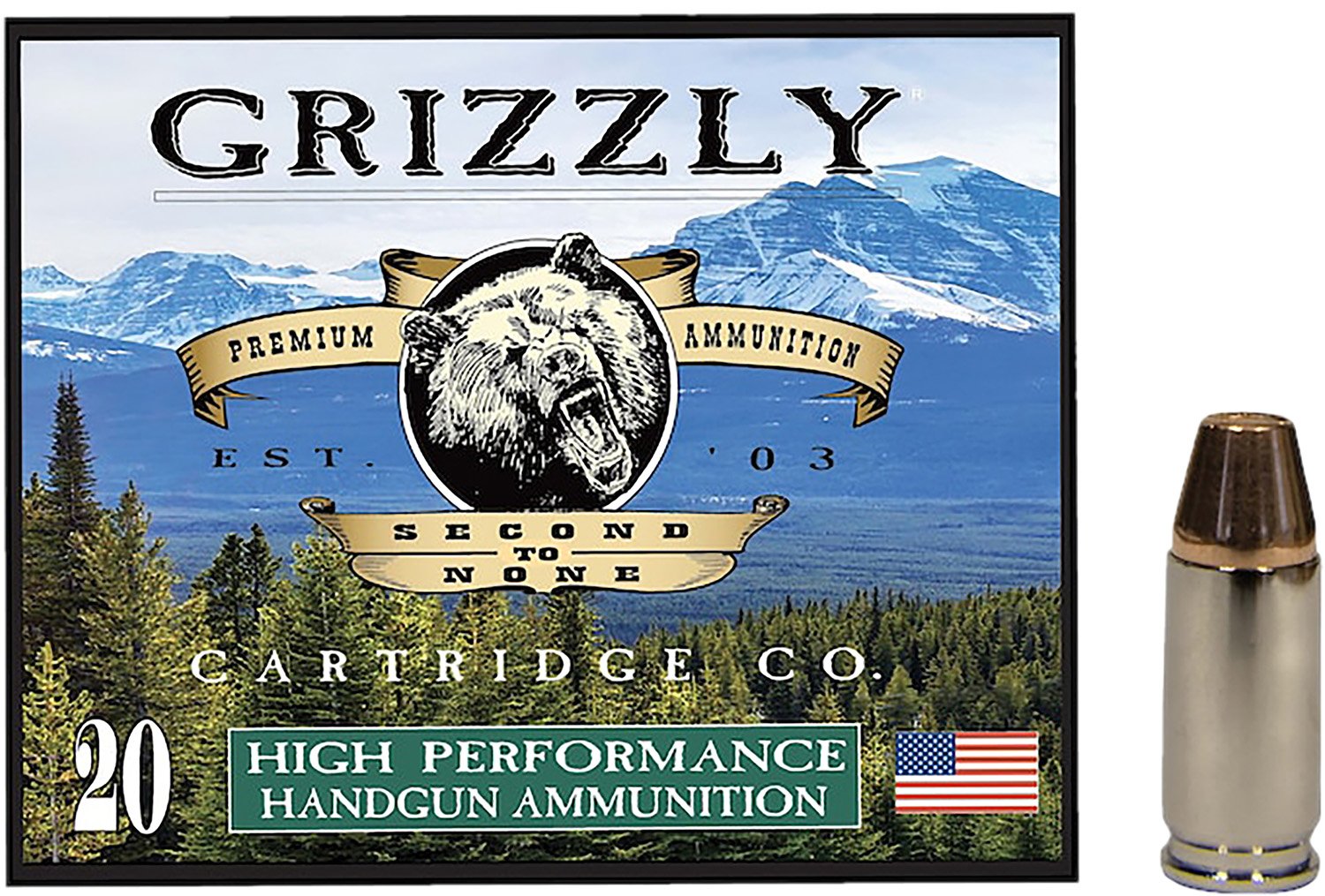 Grizzly Ammo GC9+P+CM7 9mm+P 124gr Full Metal Jacket Flat Point 20 Per... - GRIZZLY - FULL METAL JACKET FLAT POINT