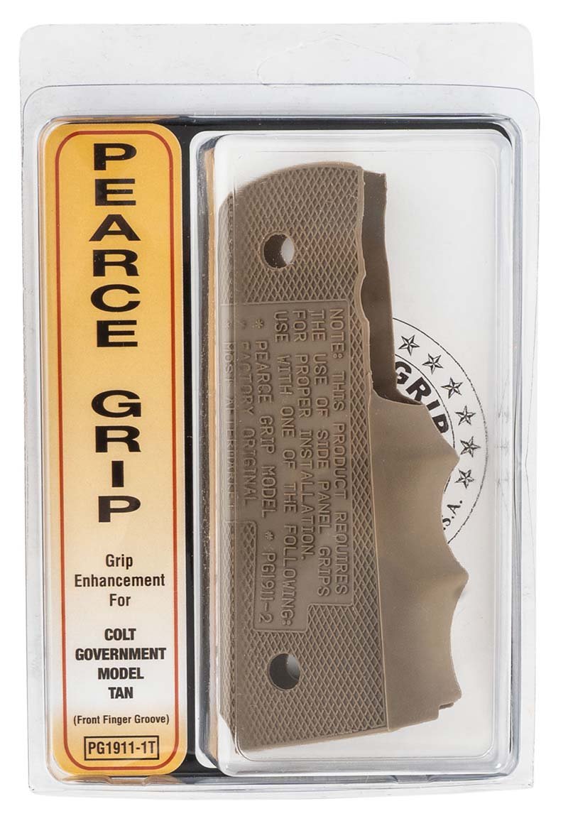 Pearce Grips PG1911-1T Govt 1911 Tan Rubr Fngr Grv Insert