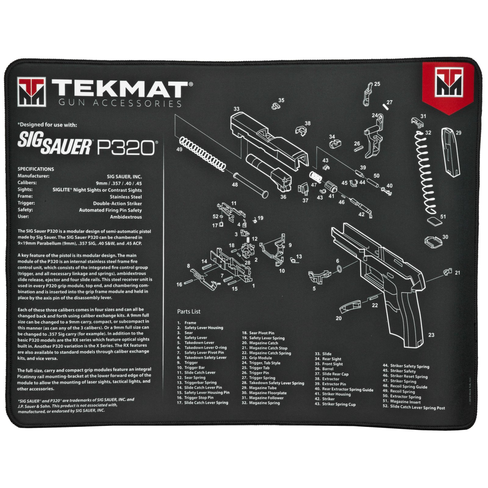 TekMat 15x20 Ultra Premium Gun Cleaning - Sig Sauer P320