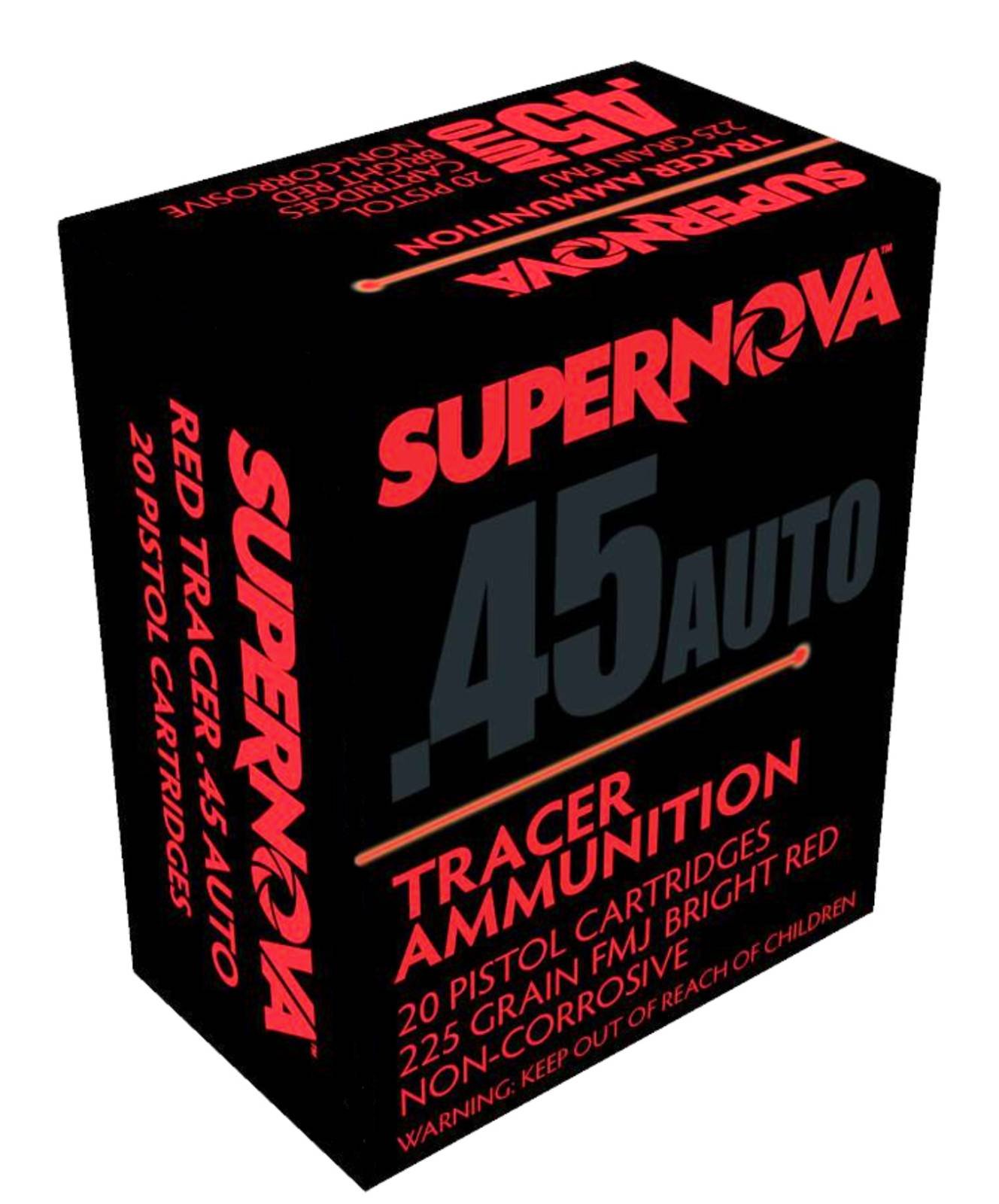 Piney Mountain PMSN45ACR Supernova 45ACP 225gr Red Tracer FMJ 20 Rounds
