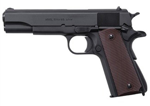Auto-Ordnance 1911A1 Series 80, .45 ACP, 5" Barrel, 7-Round, Matte Black Carbon Steel, Brown Plastic Grip, Drift Adjustable Sights - Auto-Ordnance - 45 ACP