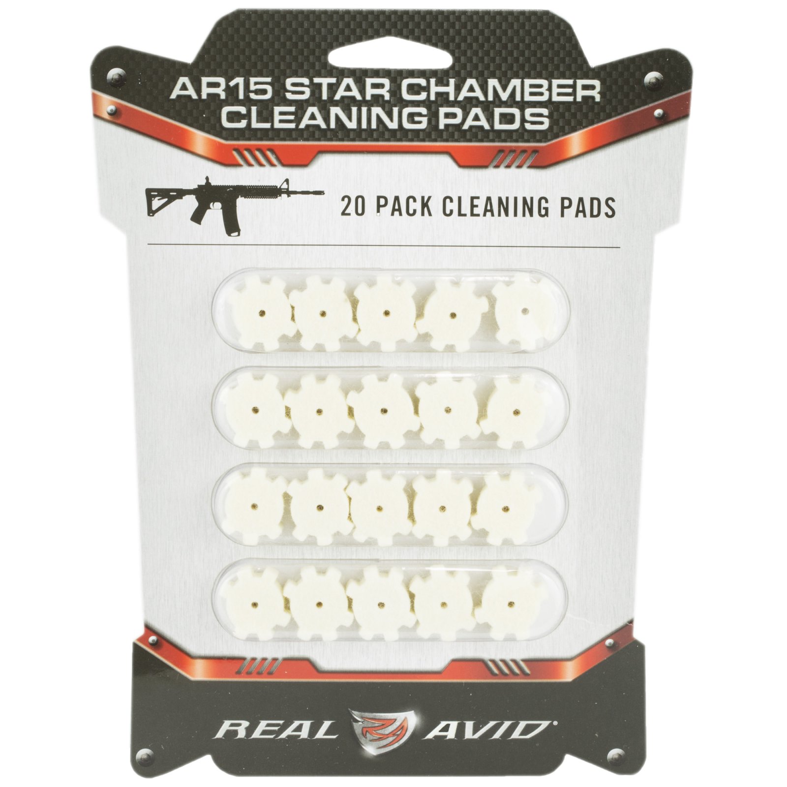Real Avid AVAR15CP Star Chamber Cleaning Pads 223 Rem/5.56x45mm NATO Wool 20 Per Pkg