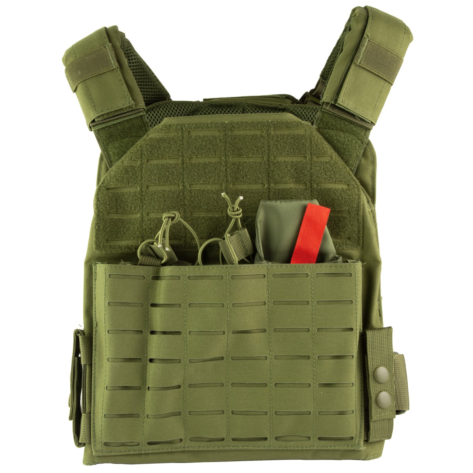 NcStar CVLCPC3050G Laser Cut Plate Carrier Green Medium-2XL with MOLLE Slots & Kangaroo Pouch