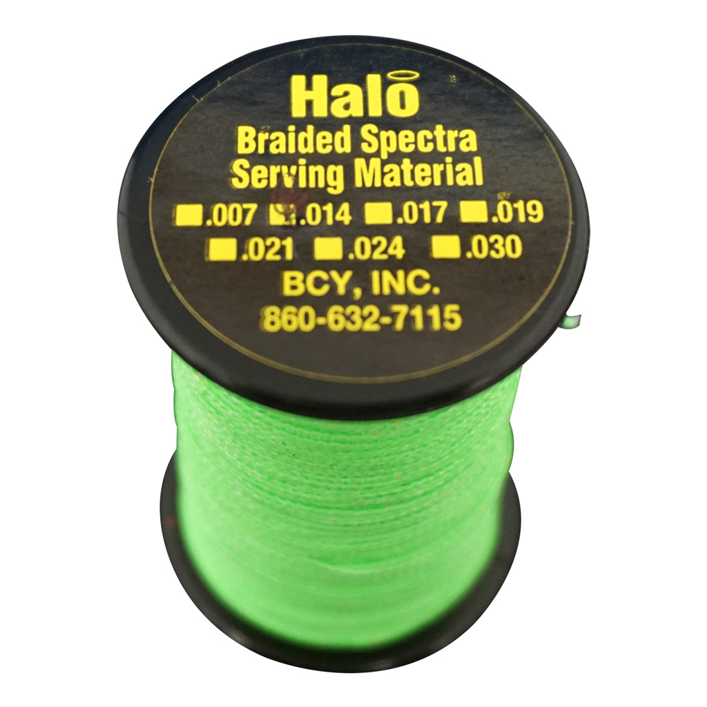 BCY Halo Neon Green .014 120 yds. Braided Spectra Serving