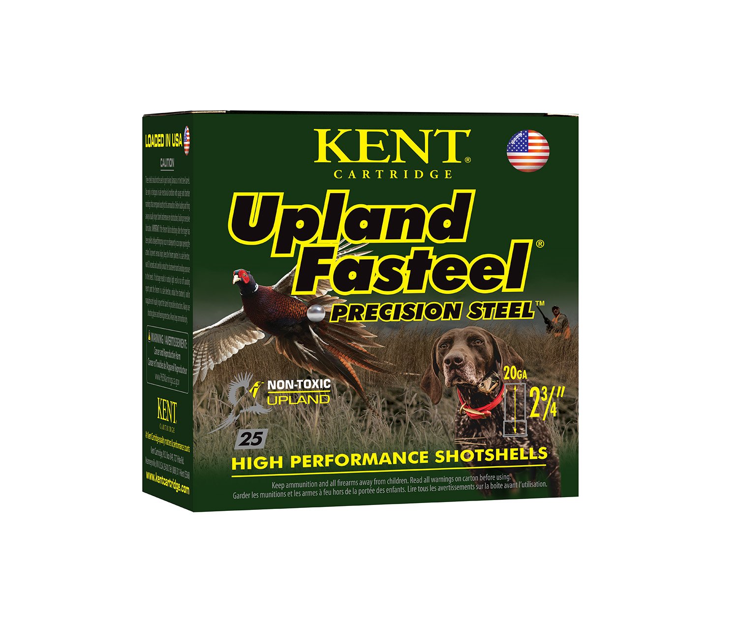 Kent Cartridge Upland Fasteel 20 Gauge Shotshells - 2.75in, 7/8oz, Size 5, 1500fps, 25 Rounds