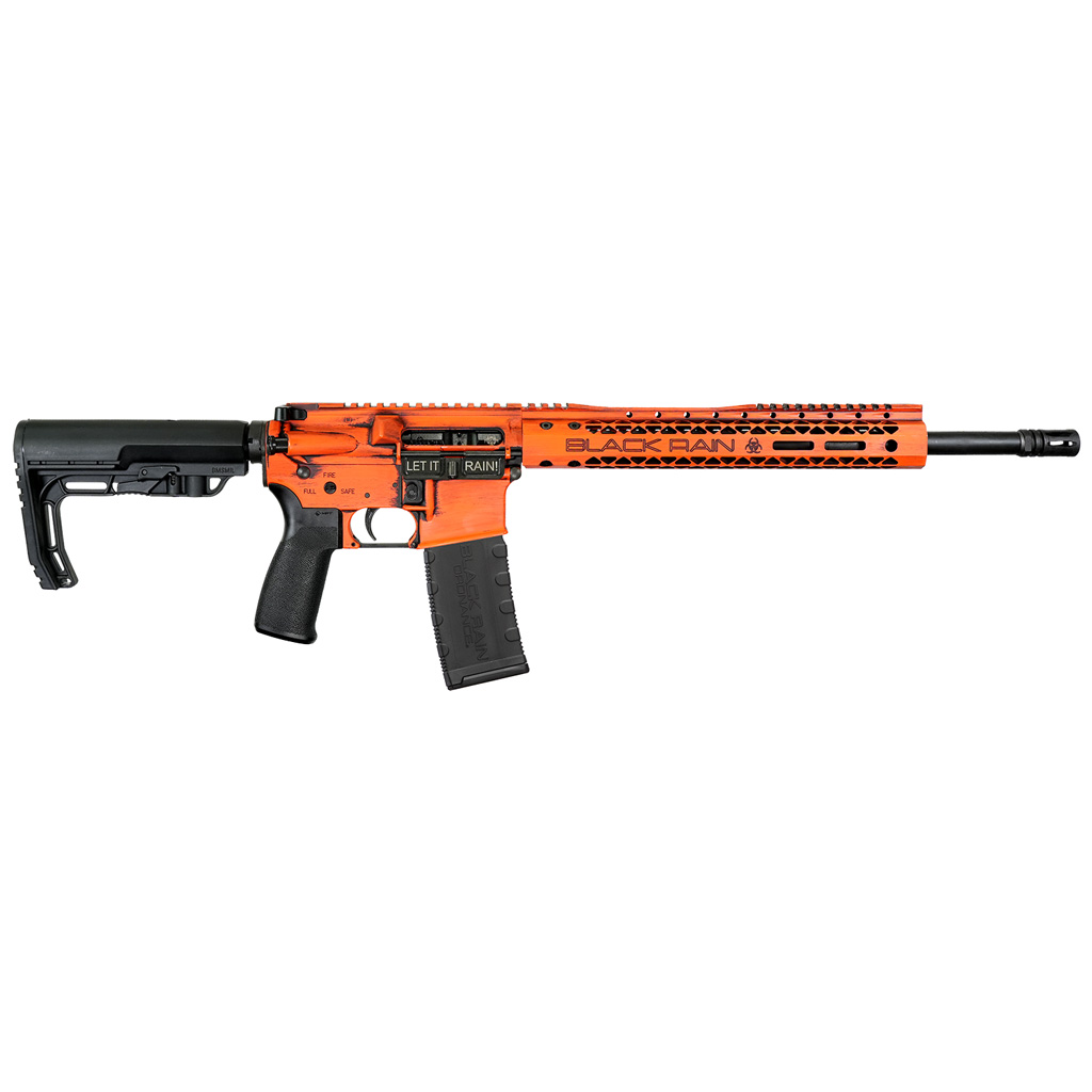 Black Rain Ordnance Spec+ Fusion 5.56 Rifle, 16" 4150V Chromoly Barrel, Salt Bath Nitride BCG, Direct Impingement, Orange Battleworn, 34" Length, 7lbs 3oz