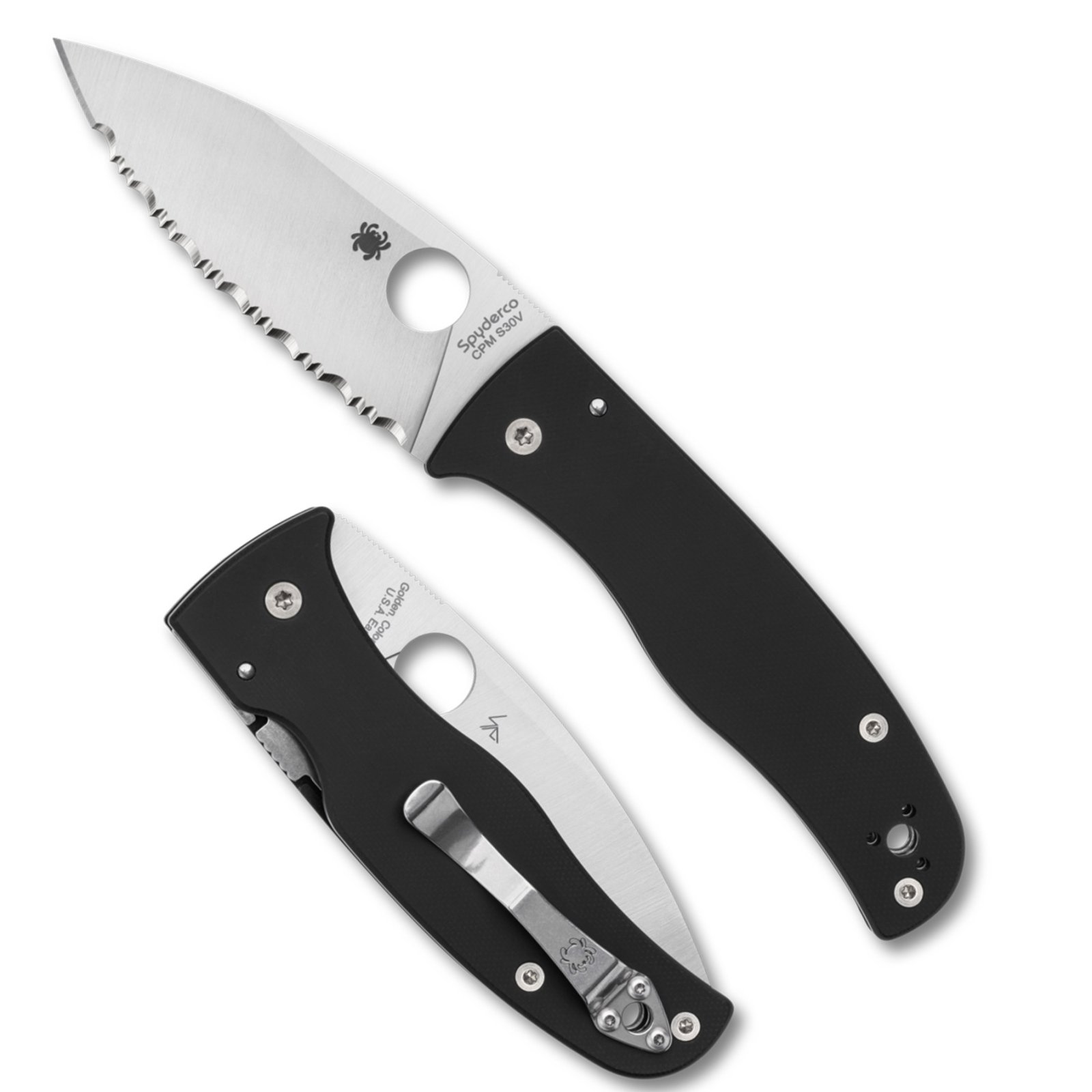 SPYDERCO BODACIOUS BLK/SLV S30V SRTD - Spyderco