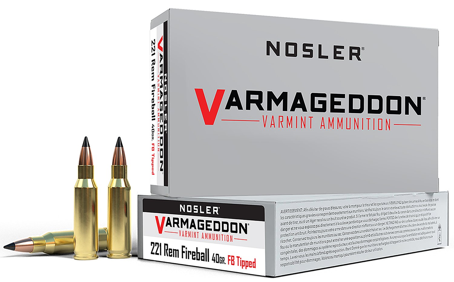 Nosler 65125 Varmageddon Varmint 221 Rem Fireball 40 gr Flat Base Tipped (FBT) 20 Per Box/ 20 Cs - Nosler - FLAT BASE TIPPED