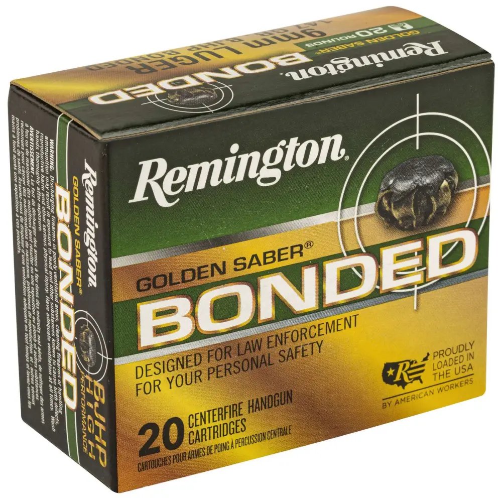 Remington 29343 Golden Saber 9mm Luger 147 Grain BJHP 20 Rounds - Remington Arms Company, LLC - BONDED BRASS JACKETED HOLLOW POINT