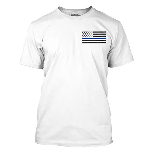 Men's - T-Shirt - Thin Blue Line Flag - Thin Blue Line for sale at TheGunDock