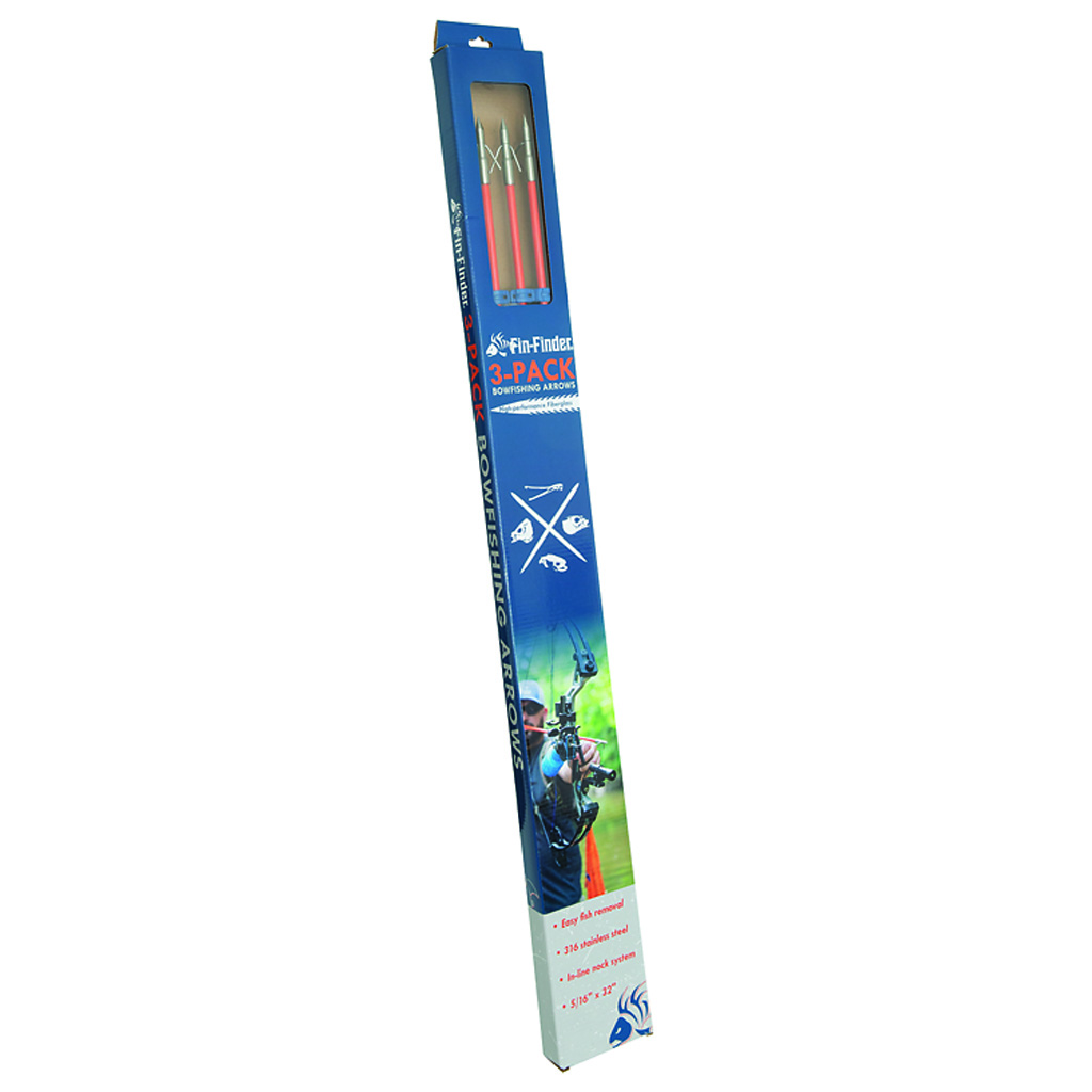 Fin Finder Raider 810096081216 Bowfishing Arrows 3pk Orange Riptide Point