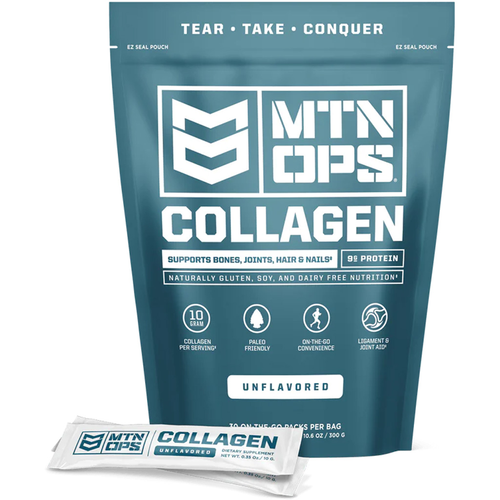 MTN OPS 2130000330 Collagen Trail Packs, Unflavored, 30ct, 9g Protein