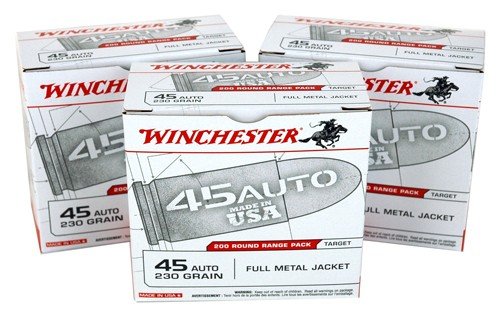Winchester USA 45 ACP 230GR FMJ-RN 600RD CASE LOT