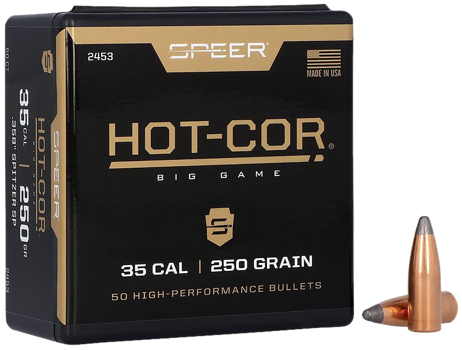 Speer 2453 Hot-Cor .358 250gr Spitzer Soft Point Rifle Bullets 50ct - Speer - .358