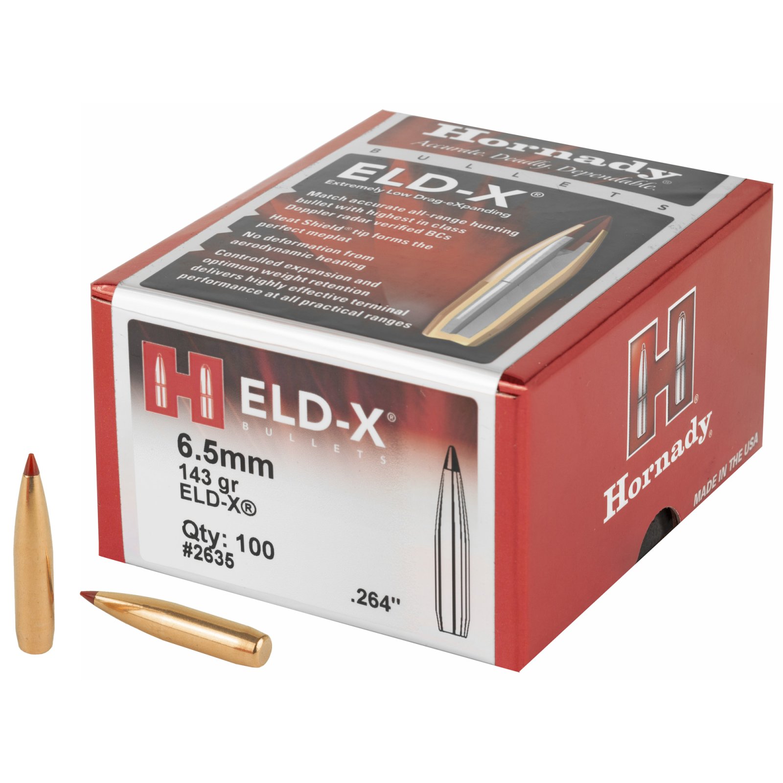 Hornady 2635 ELD-X Hunting 6.5mm .264 143 gr Extremely Low Drag-eXpanding